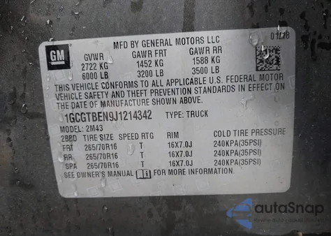 2018 Chevrolet Colorado Wt from USA, damaged, VIN 1GCGTBEN9J1214342